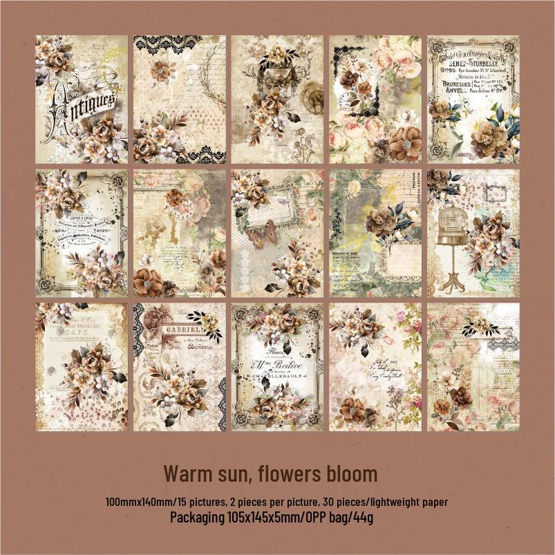 Yan Ji Retro Floral Journal Decor: 30 Sheets of Romantic Plant-Themed Paper Standard