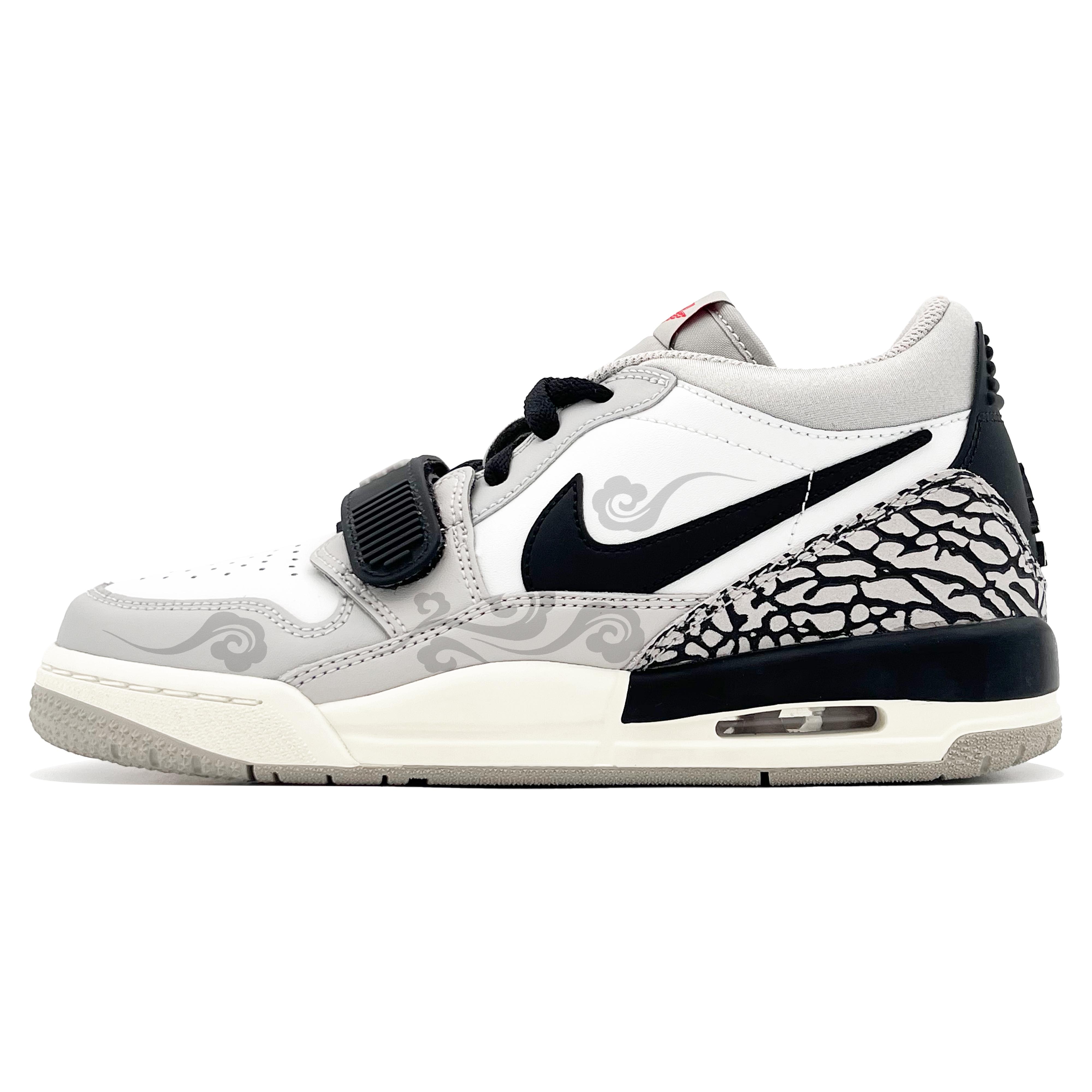

Jordan Legacy 312 Leather Cushioning, Wear Resistant Low top Vintage Basketball Shoes GS Black White Gray CD9054-101(Team414-) 36.5