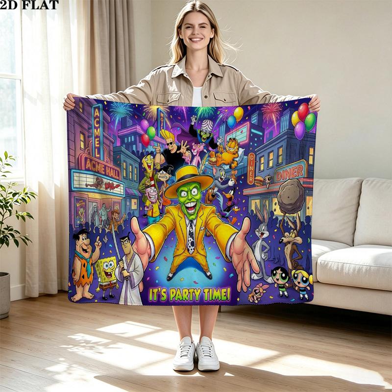 The mask Print Flannel Blanket High Quality Warm Comfortable Cover for All Seasons Perfect for Gifts Home Decor