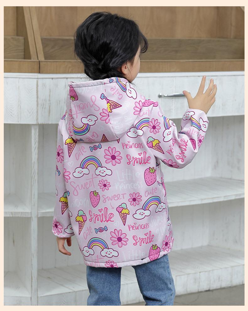 Children's Waterproof Smock: Autumn/Winter Girls' Stain-Proof Mealtime Cover-up & Down Jacket Outerwear.