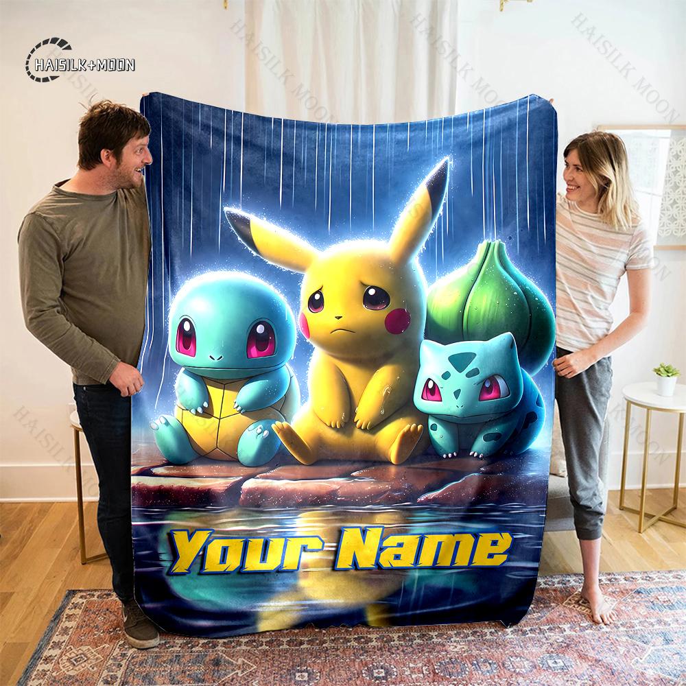 Free Shipping P-Pikachu C-charizard Print Blanket, for Bedroom Living Room Bed Sofa Office Nap Travel Camping Holiday Great Gift