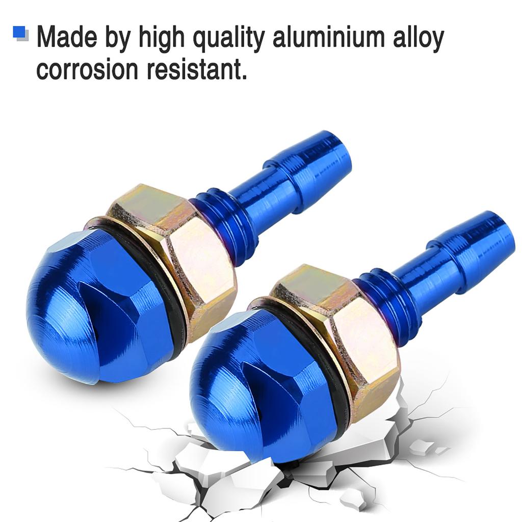 2pcs Universal Aluminum Alloy Car Auto Front Windshield Sprayer Washer Nozzle Blue