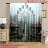 2D Flat Printing 2pcs Curtain Creepy Abandoned Carnival Ferris Wheel Digital Printed Polyester Drapes Family Party Use for