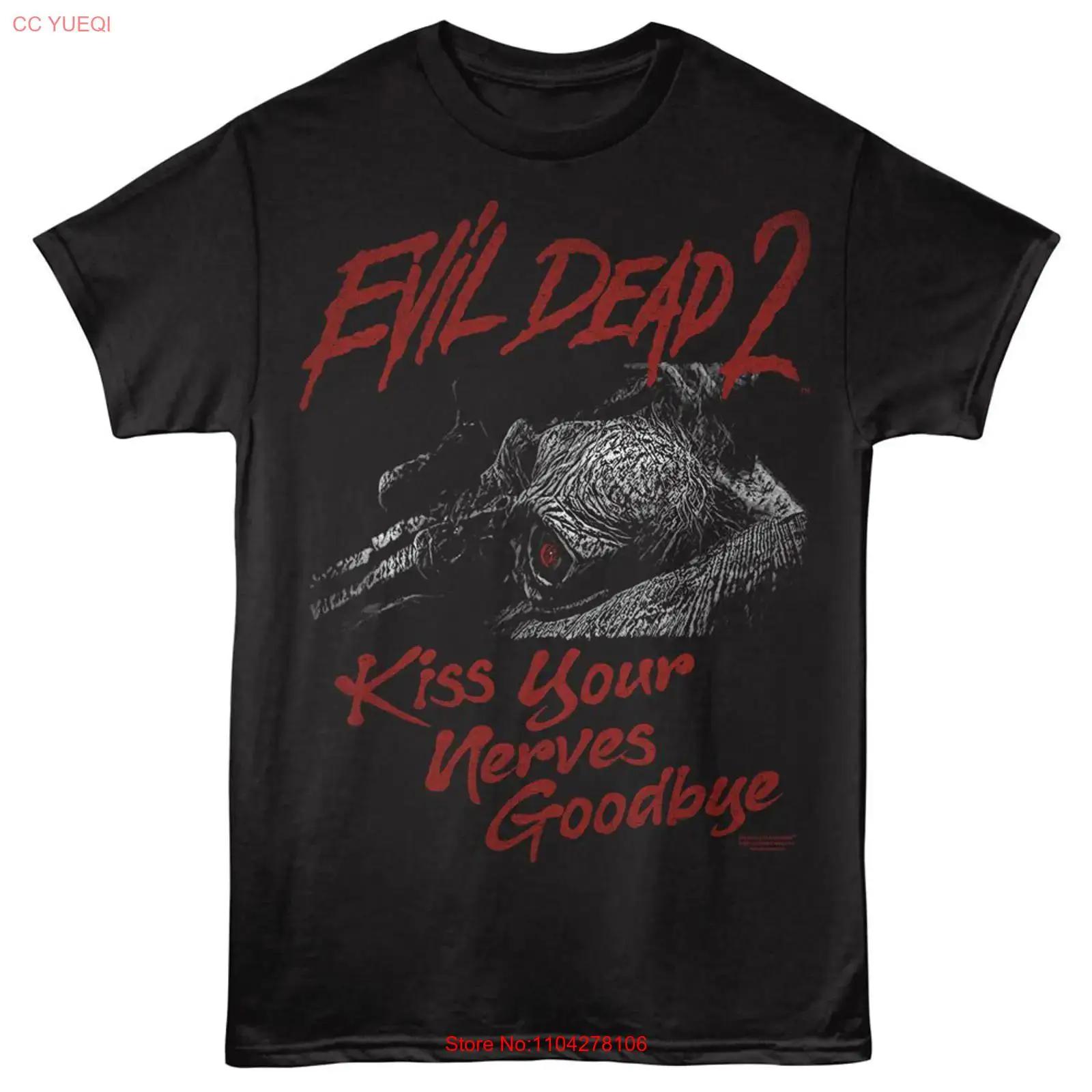 

The Evil Dead 2 Movie Kiss Your Nerves Goodbye Men s T Shirt vintage Washed Top For Everyday Wear Stylish Versatile Stretched 5XL різнокольоровий
