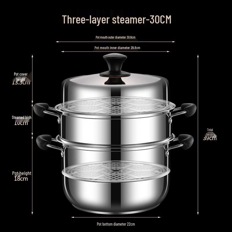 Zuchuang Jingpin 30cm 3-Layer 201 Steel Steamer Pot