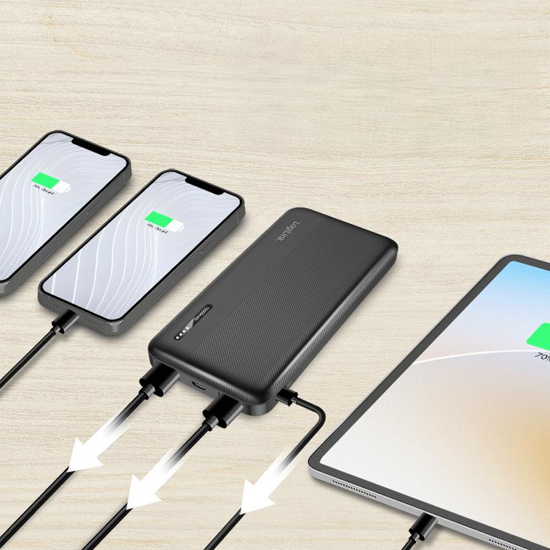 Capacious Powerbank 10000 mAh PD 20W LED LogiLink USB-C QC3.0 2xUSB-A Black