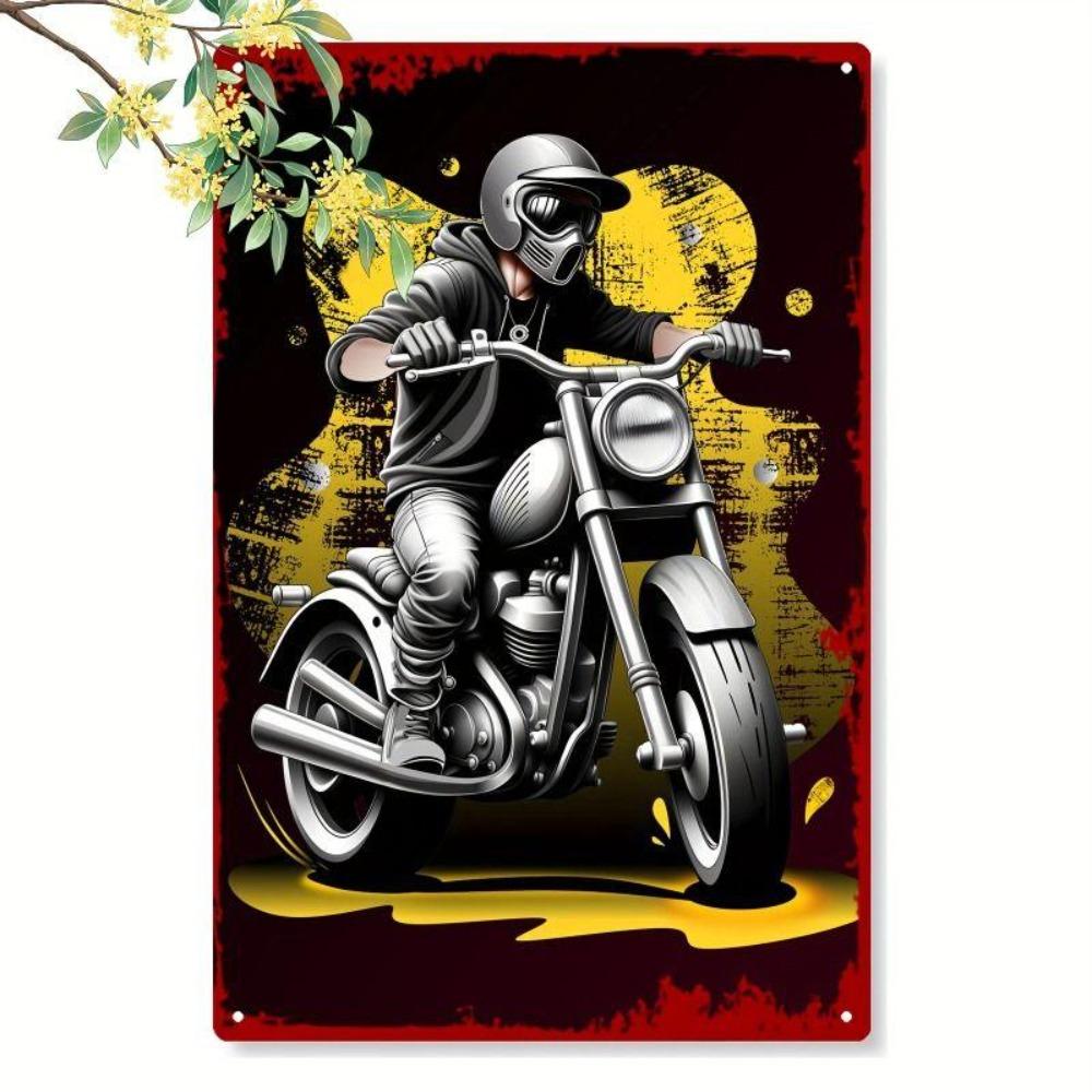 Retro Motorcycle Tin Sign Man Cave Garage Decor 20x30 Cm Metal Poster