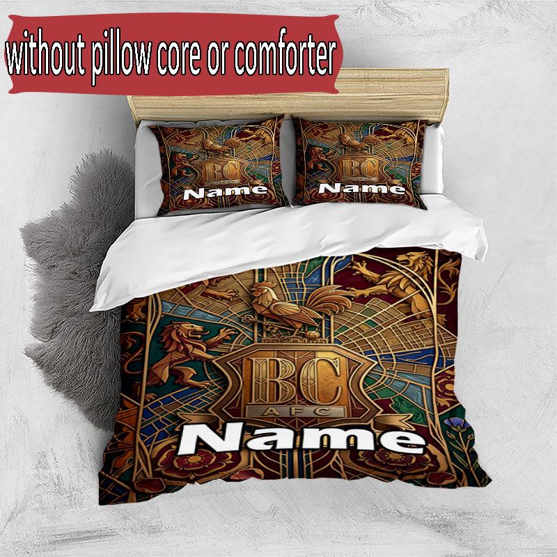 3pcs Duvet Cover Set (1*Duvet Cover + 2*Pillowcase, Without Core), Custom Name Bradford City AFC Pattern Bedding Set, Home Bedroom Decor Gift