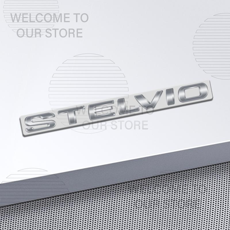 Car Decor Metal For Stelvio Alfa Romeo Letter Emblem 3D Sticker Accessories Glossy Black Tail Rear Trunk Decals