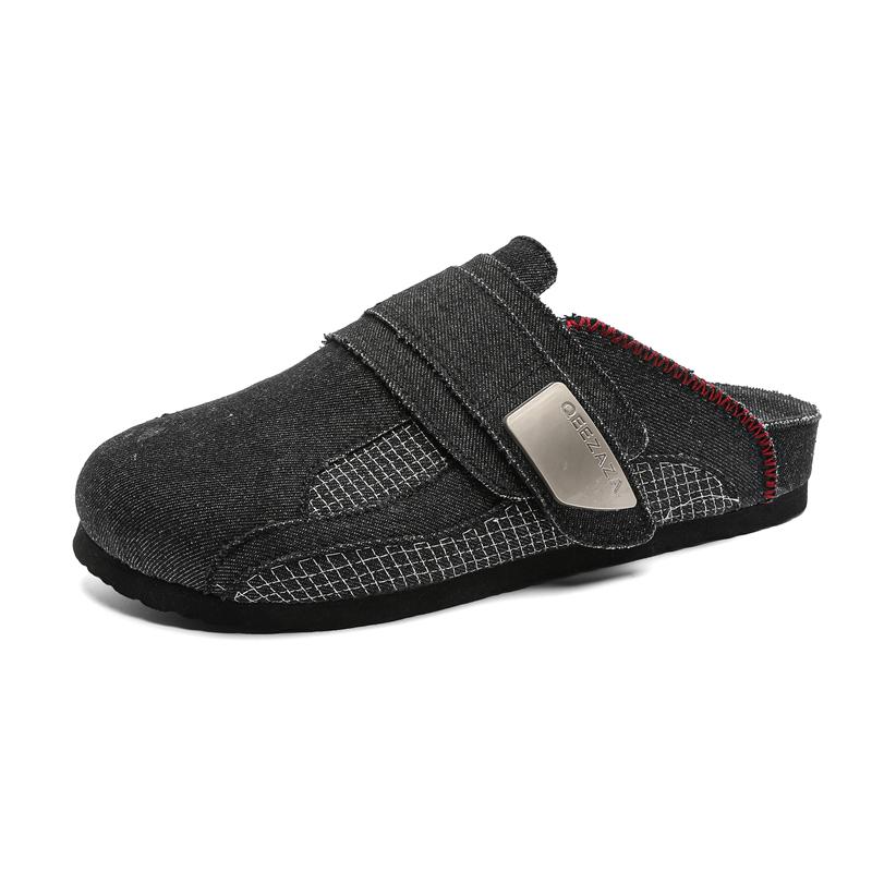 

Demin Mules Closed Toe Slides Sandals Half Shoes For Men Women Backless Loafers Slippers Oepn-Back Casual Shoes Slip On Flats 36