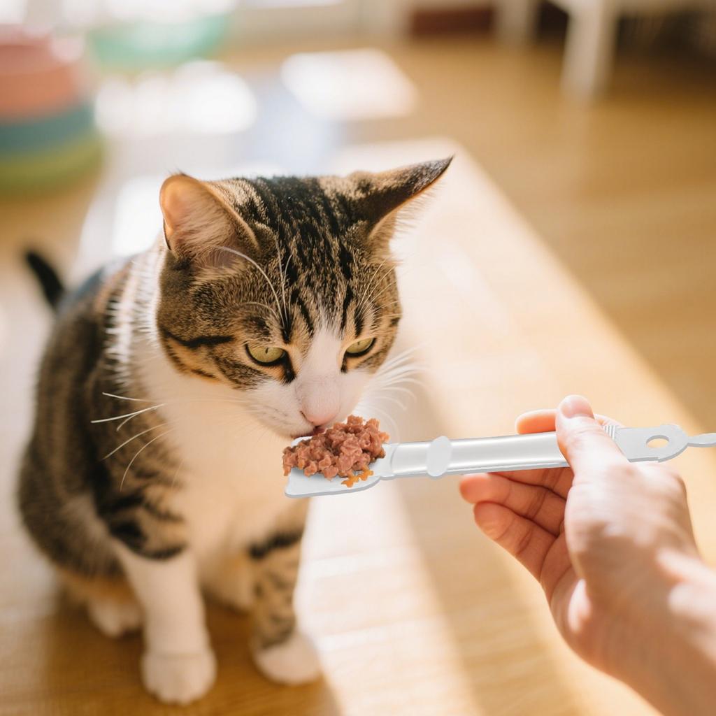 Cat Strip Feeders Spoon,Cute Cats Spoons Pet Food Mixing Spoon Multifunctional Lickable Feeding Dispenser For Cat Liquid Snack And Wet Food