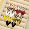 1 Pair of Fashionable and Sexy Colored Painted Leopard Print Heart-shaped Earrings for Women, Versatile for Daily Use