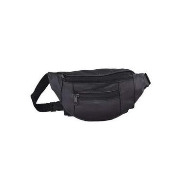 Noora Black Leather Waist Bag | Multipurpose Travel Bag for Running, Hiking, Travelling with Adjustable Straps |