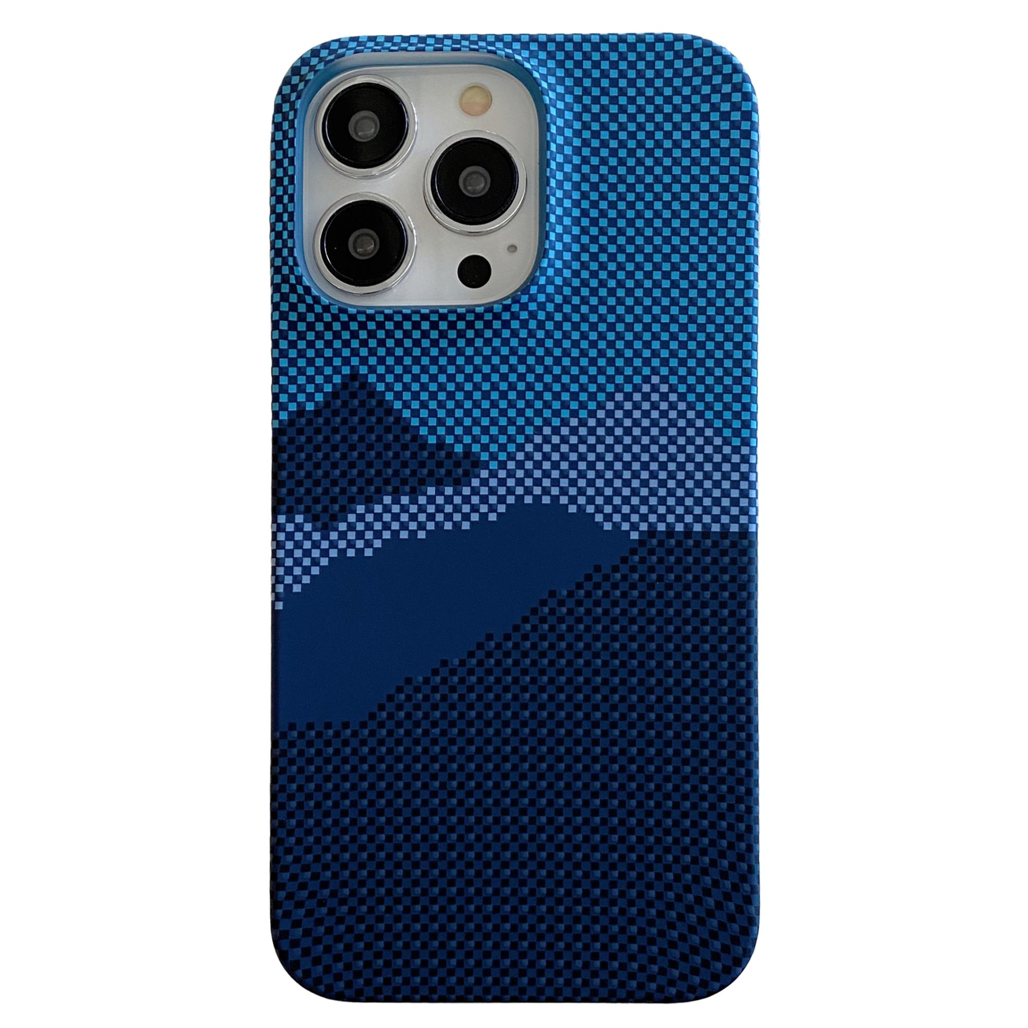 

For iPhone 13 Pro Mobile Phone Case Stylish Pattern Luminous Anti-drop PC Phone Cover Blue Mountain