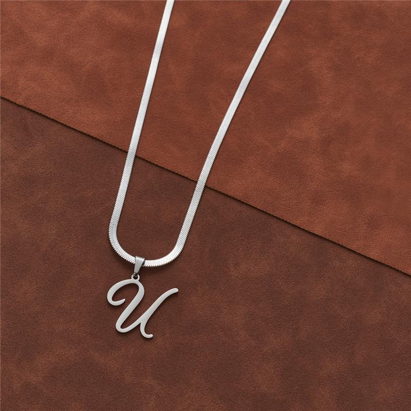 Dainty Initial Necklace Silver 26 Letters Snake Chain Necklaces for Women Girls Jewelry Choker Birthday Gifts
