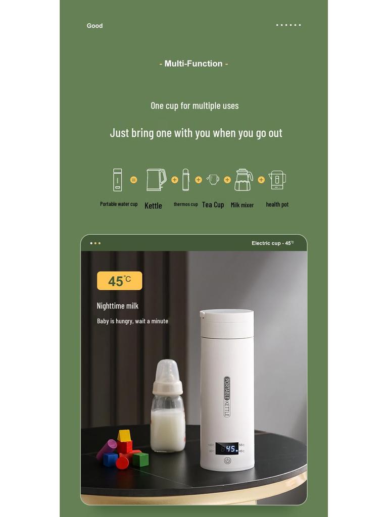 110V Portable Japanese Kettle with Adjustable Temperature for Office and Travel