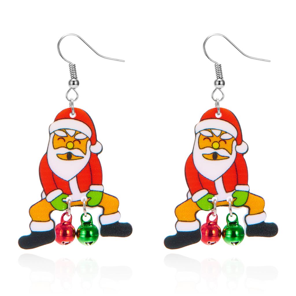 Christmas Funny Acrylic Santa Claus Bell Drop Earrings for Women Girl Black Cat Star Dangle Earrings Friendship Party Jewelry