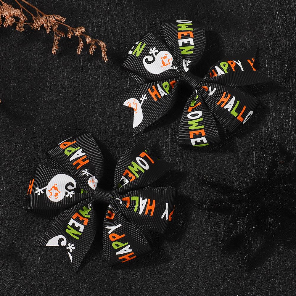 Popular Children'S Hair Accessories Set Accessories Halloween Ribbed Bow Hairpin Children'S Accessories 638