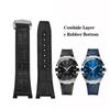 Para Pulseira de Relógio Omega Constellation 41mm Série Manhattan 39mm Couro Bovino Camada Inferior de Borracha Pulseira de Relógio Masculina Observatório 25*14mm