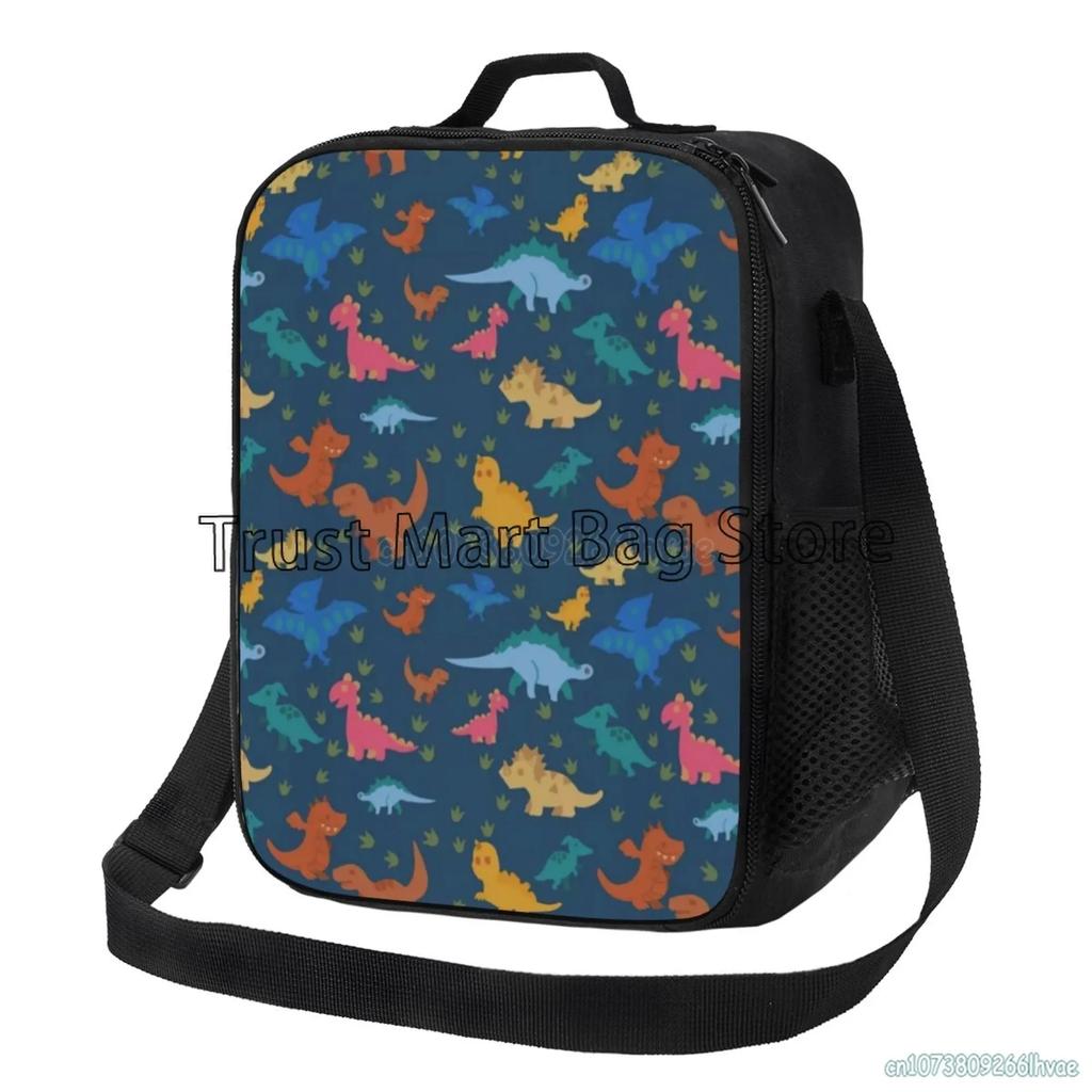 Isolierte Cartoon-Dinosaurier-Lunchtasche für Kinder, Jungen, Mädchen, tragbare thermische Bento-Lebensmitteltasche, Oxford-Kühltasche für Schule, Arbeit