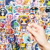 50 Fine Astronaut Stickers Cute Cartoon Small Animal Rocket Stickers DIY Water Cup Refrigerator
