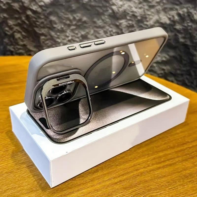iPhone 16 PRO Magnetic Lens Holder Case, Transparent Acrylic, Anti-Fall, also fits iPhone 15/14.