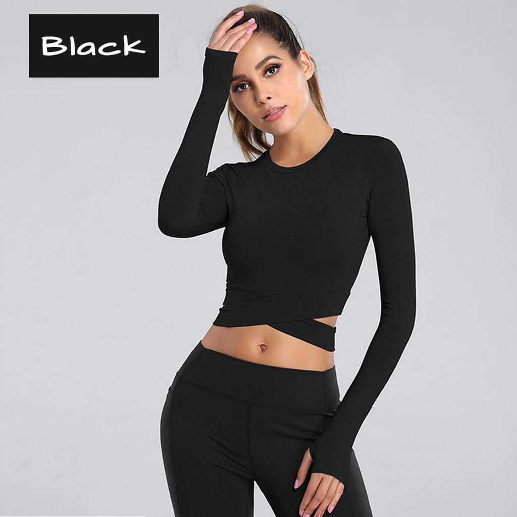 VeroMan Sportkläder Lång Kort M Damtopp, Ärm, Yoga, Snygg, Längd, ppi-lstops1, Svart,