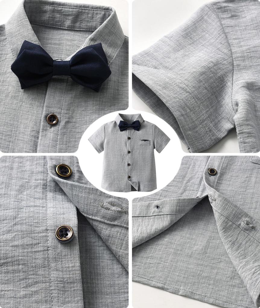 [Sivrusn] Boys' Formal Suit, Short-Sleeved, 4-Piece Set, Summer Suit, Kids' Costume, Children's Clothing, Perfect for Shrine Visits, Graduation