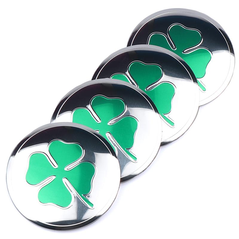 56MM Car Four Leaf Clover Badge Wheel Center Cover Sticker Hub Cap Decoration for Alfa Romeo Sportiva Giulia Stelvio Giulietta WZACF1