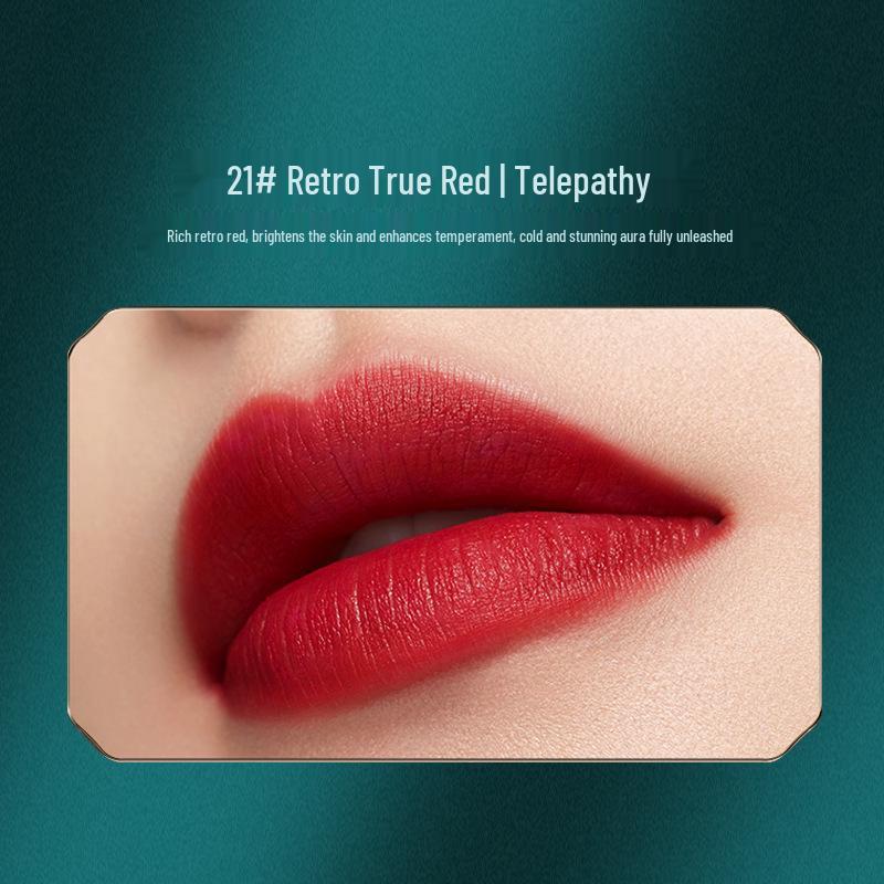Shaya's Retro True Red Matte Silk Lipstick S023 - Easy to Apply, Non-Fading, Embossed Chinese Style.