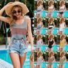Spring and Summer Fashion Round Neck Camisole Color Blocking Top Undershirt Women Vest