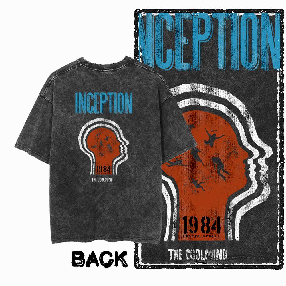 G02 Back Print Cotton Big Size 1984 Graphic Men T-shirt | Acid Washed  Streetwear Cool Vintage O-neck Men's Tee Tshirt