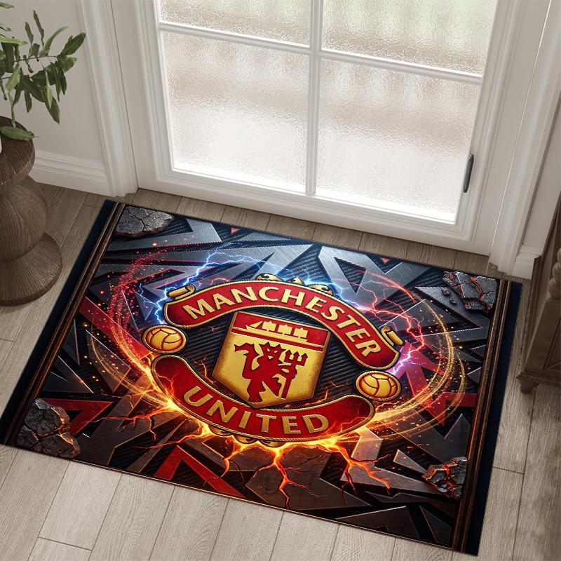 Manchester United Design Kristall Samt Teppich Gemütlich Nicht?Rutschfester Teppich mit Aufdruck für Schlafzimmer Wohnzimmer Eingang