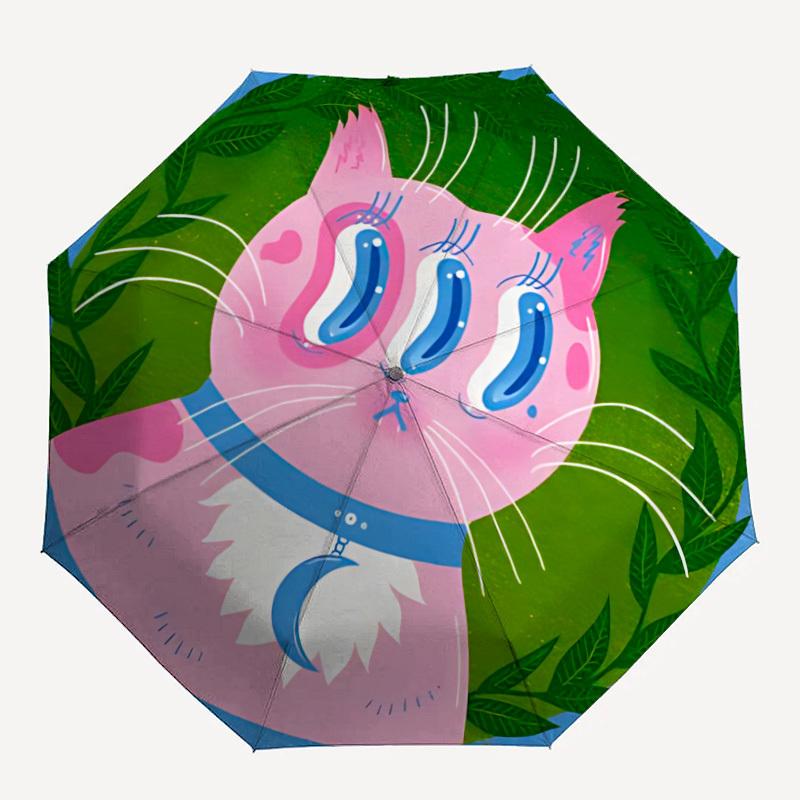 

1pc Cat Whiskers Auto Open/close, All-Season Portable Folding Umbrella for Women & Men, Travel, Everyday, Formal Events - Compact Luxury Parasol, Outd