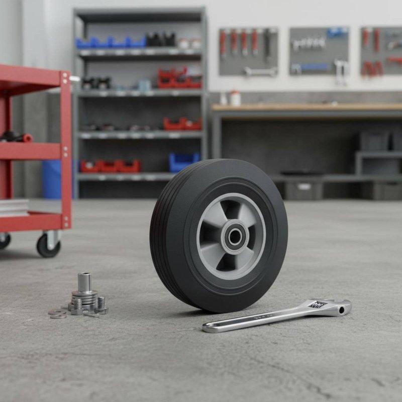 Puncture-Resistant Trolley Wheel Shock Absorbing Firm Rubber Wheel Professional-Grade Hardware Effortless Rolling for Workshop