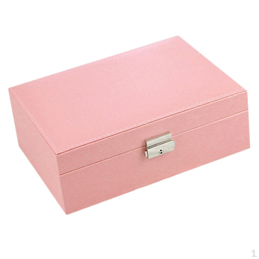 

PU Leather Jewelry Box Watch Display Holder Necklace Container розовый