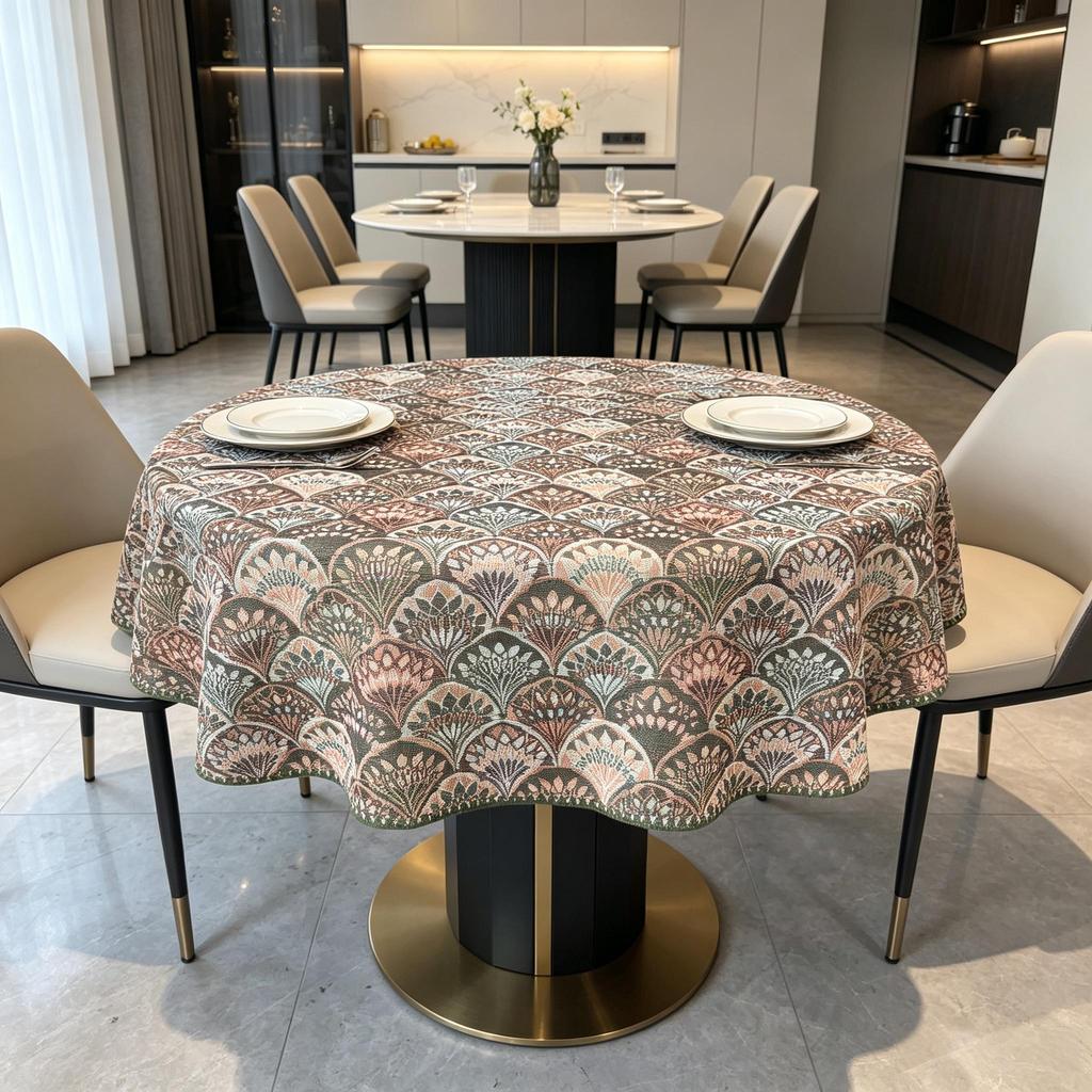 Home Kitchen Dining Room Decoration Modern Style Cotton Round Tablecloth