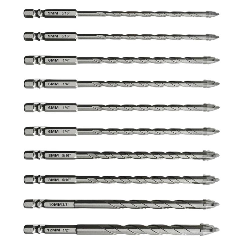 

10Pcs 5/6/8/10/12mm Eccentric Drill Bit Four Edge Eccentric Twist Drill Bit High Hardness Bevel Tip Serrated Drill Bit