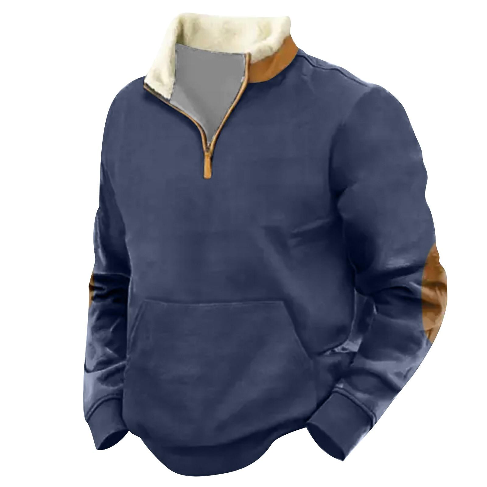 

Весняно-осінній чоловічий світшот зі стоячим коміром - це повсякденні светри на відкритому повітрі, топи XL Темно-синій