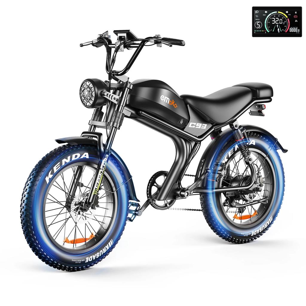 EMOKO C93 Retro Electric Bike 1000W Motor 20" Fat Tire City E-Bike 48V20Ah Battery Long Range Mountain Bike MTB Off Road Bicycle