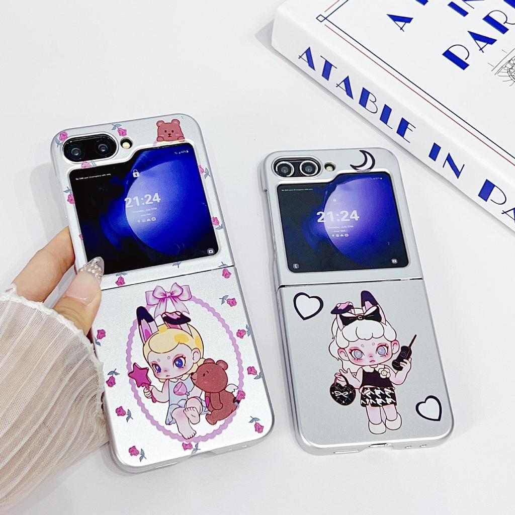 Electroplated Protective Case for Samsung Galaxy Z Flip7/6/5 - Compatible with Japanese & Korean Cartoons