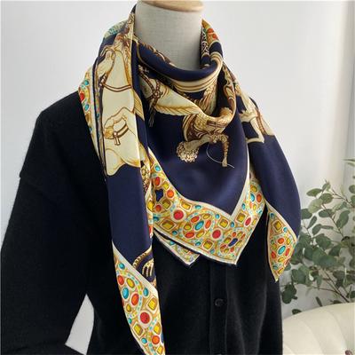 110*110 Cm Square Silk Scarf Women's Fashion Printed Small Neck Scarf Office Women's Hair Belt Folar Handkerchief Women's Handkerchief Shawl Scarf