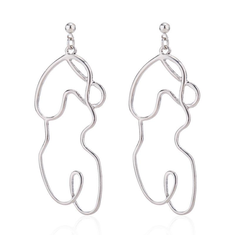 Elegant Abstract Geometric Hollow Earrings For Women Trendy Alloy Jewelry