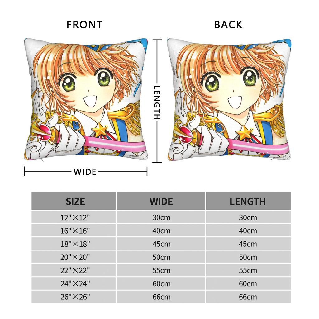 Cardcaptor Sakura Pillowcase Polyester Cushion Cover Gift Anime Cartoon Throw Pillow Case Cover Home Square 40*40cm