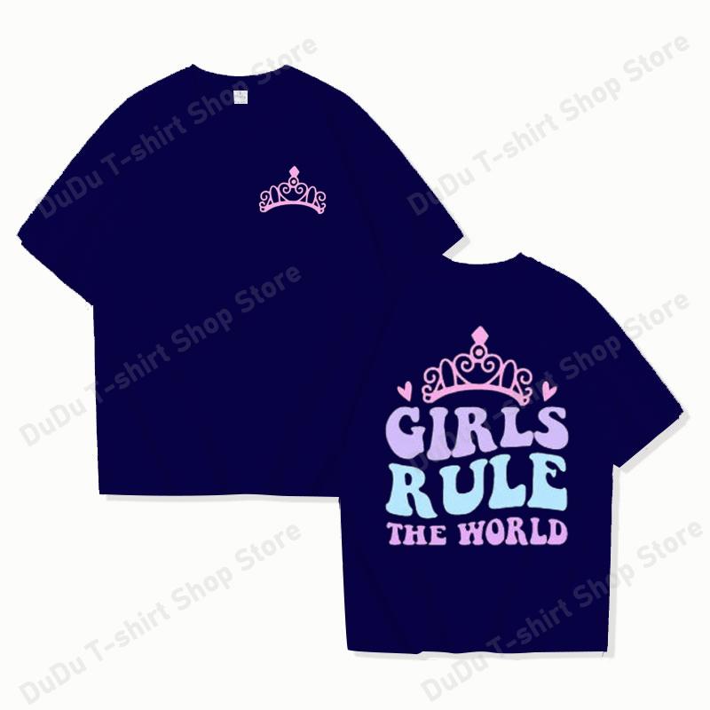 New Girls Rule the World Print T Shirt Female Casual Short Sleeve Tshirt Women Fashion Queen Graphic Print Tops Tees