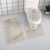 3pc Bathroom Set Rug Mat Toilet Lid Cover Plain Solid Color Bathmats