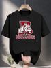 200g 100% Cotton Short Sleeve T-shirt with Bold Bulldog Graphic Print - Black Casual Summer Tee