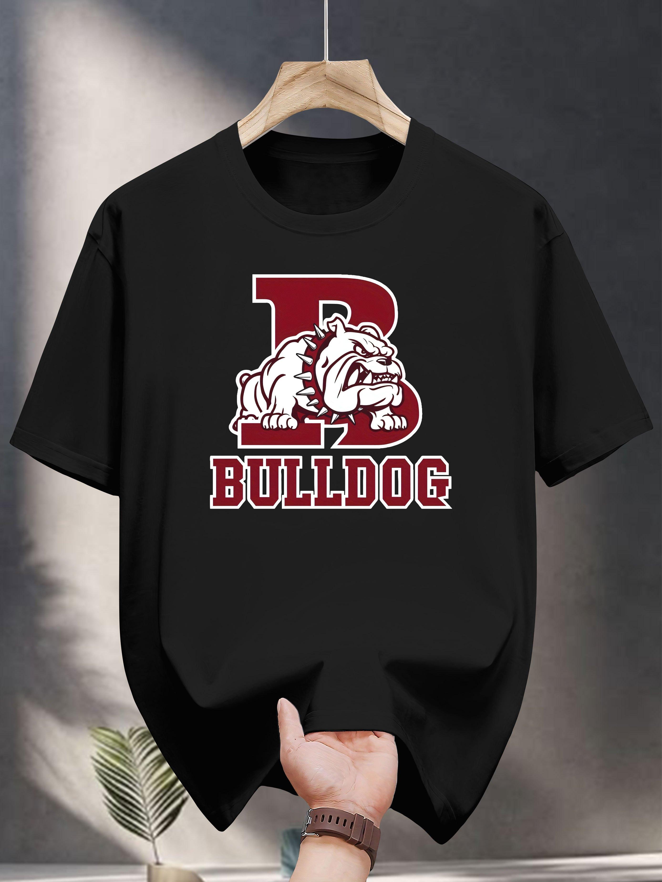 200g 100% Cotton Short Sleeve T-shirt with Bold Bulldog Graphic Print - Black Casual Summer Tee XXXXL
