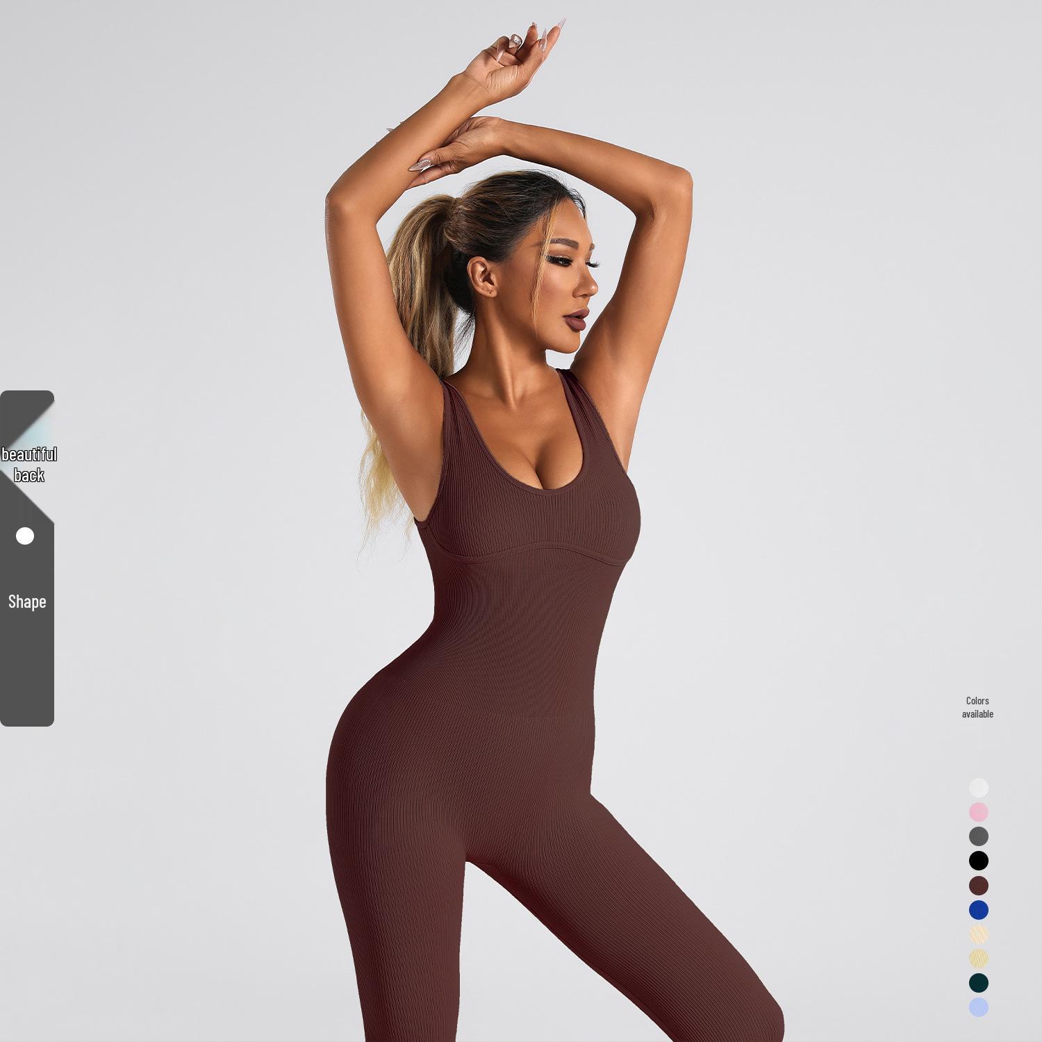 

Women s High-Elastic Seamless Flare Jumpsuit - Quick-Drying Fitness Bodysuit Large