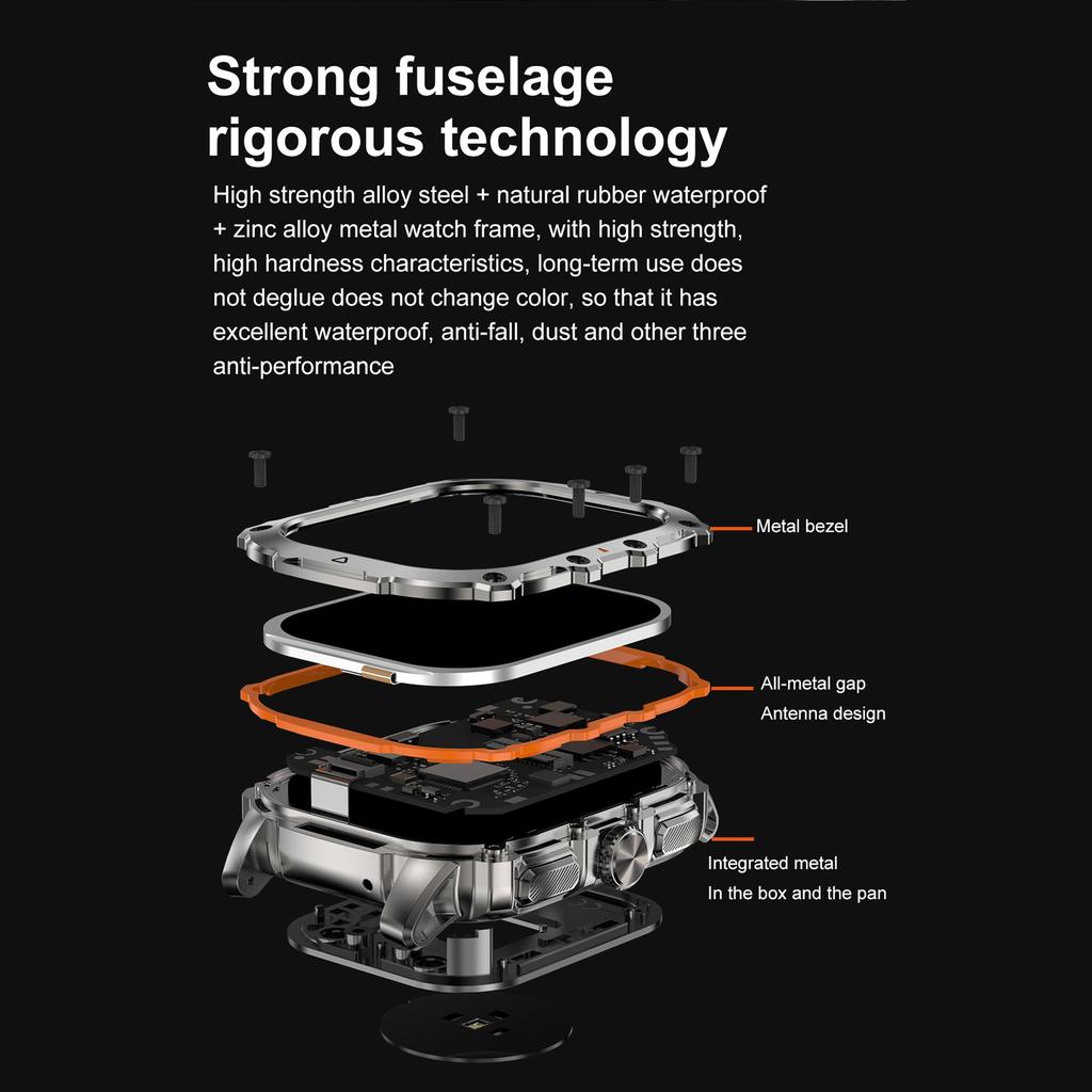 AK72 Smart Watch 1.952 Inch Heart Rate Blood Pressure Monitor Fitness Watch, Silicone Strap